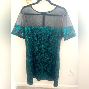 Tadashi Shoji Sequined Sheer Cocktail Dress, Size 14, worn once